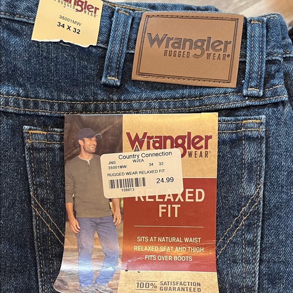 Wrangler Rugged Wear Men's Relaxed Fit Jeans - Blue Denim 34x32